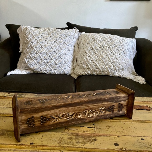 BOHO HOME DECOR CARVED WOODEN MANDALA SAGE INCENSE BURNER HOLDER OR TRINKET BOX - Picture 2 of 11